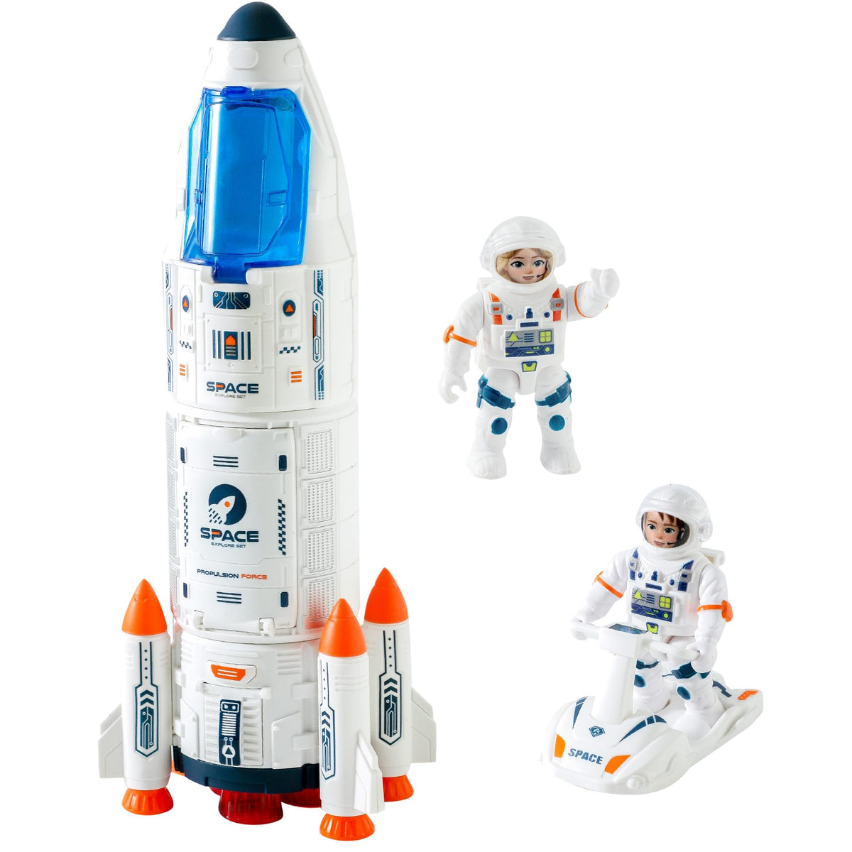 Wbzle rocket front view invites imaginative space play and exploration.