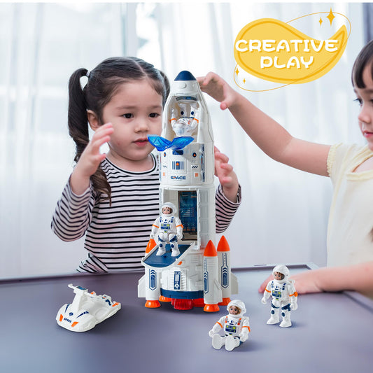 Wbzle rocket launch scene with lights and sound enhances pretend play.