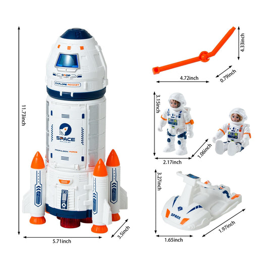 Wbzle astronauts with space rocket toy invite imaginative exploration and storytelling.
