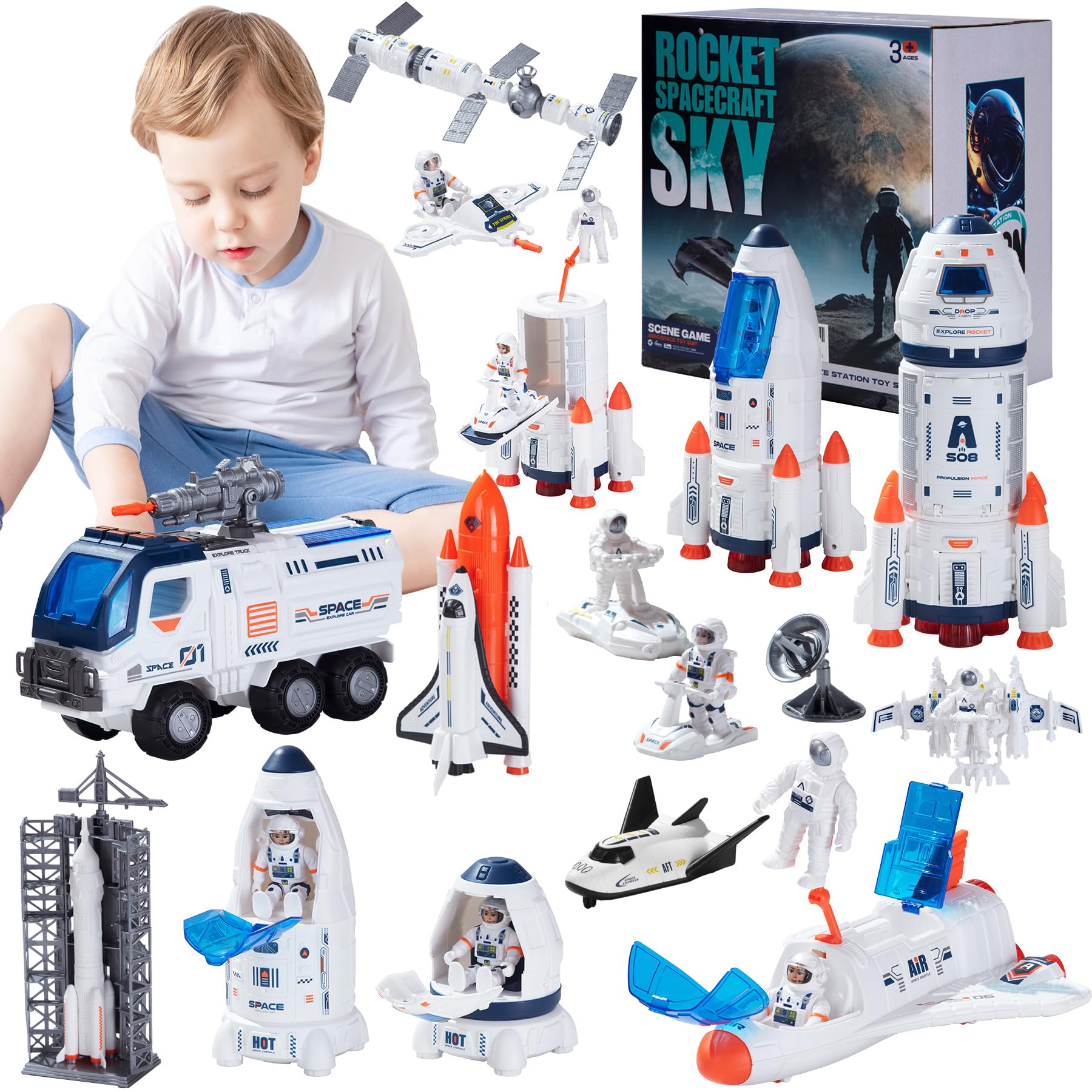 Wbzle space rocket with light and sound enhances imaginative play