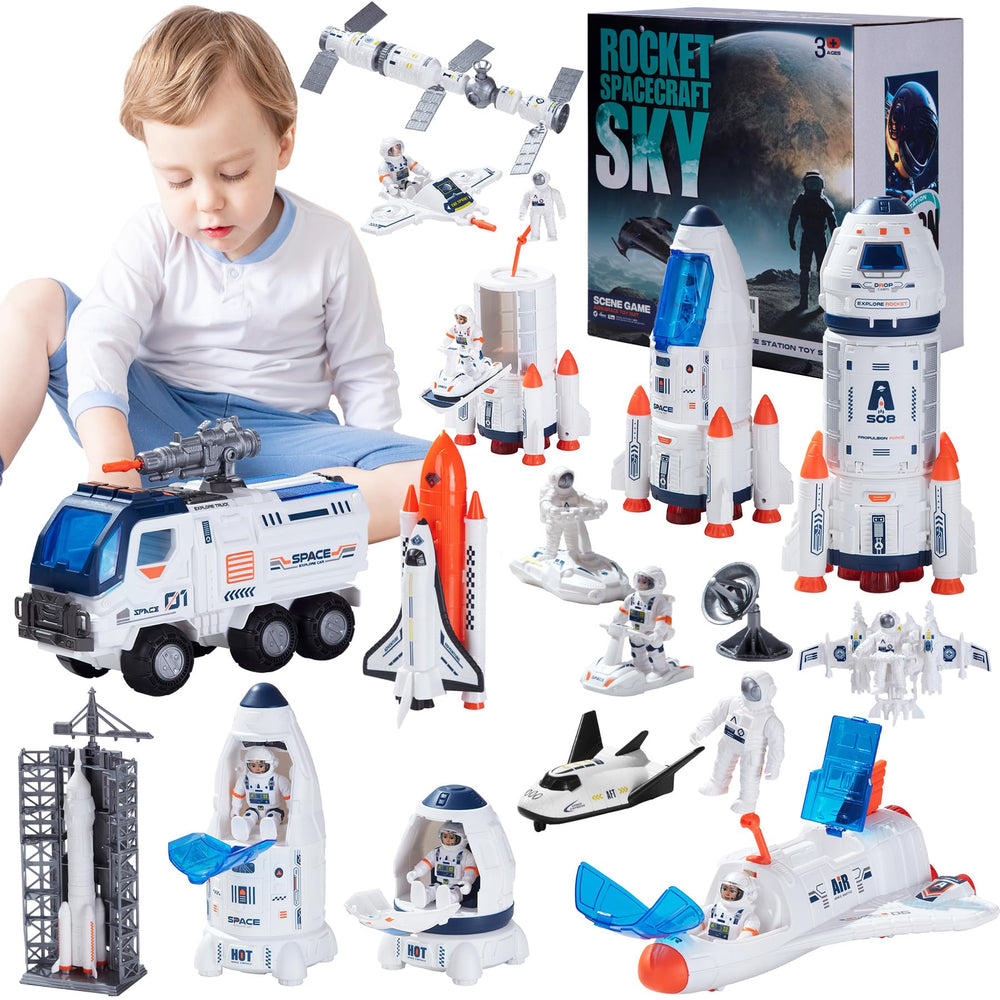 Wbzle space rocket with light and sound enhances imaginative play