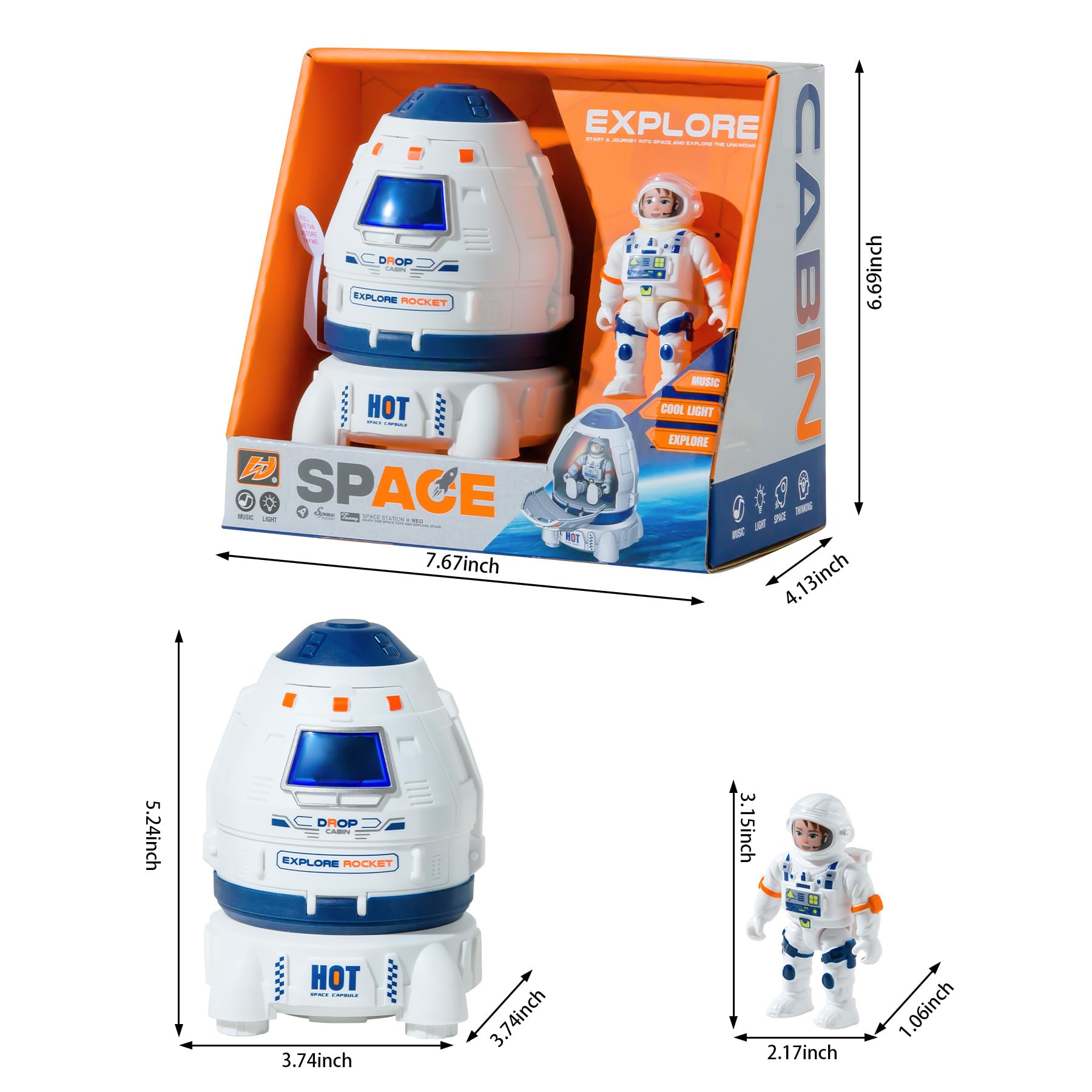 Wbzle Space Ship Toy astronaut figure seated for imaginative adventures.