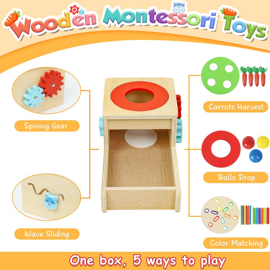 Wdmiya Montessori object-permanence box supports early problem solving and focus.