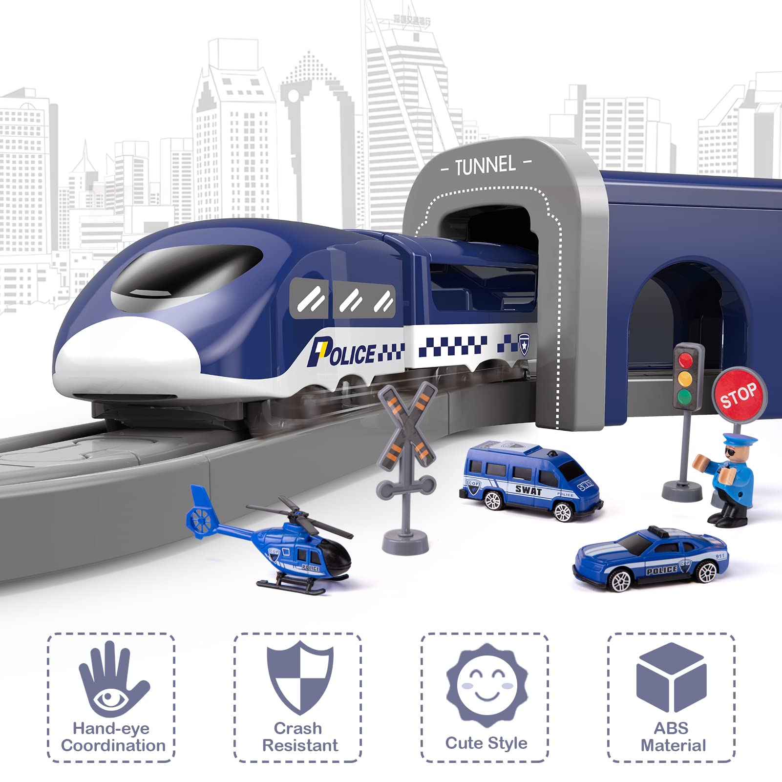 Wdmiya police car figurines for action-filled pretend play