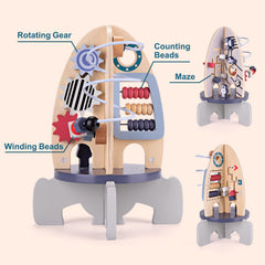 Wdmiya Space Rocket Activity Cube smooth edges for child-friendly playtime.