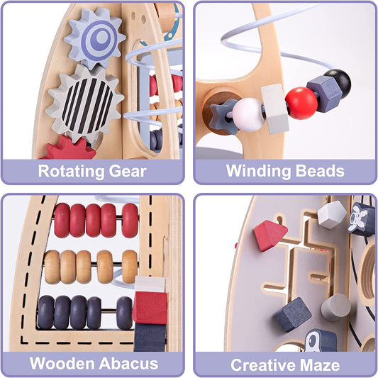 Wdmiya Space Rocket Activity Cube side view showing shape matching for early numeracy.