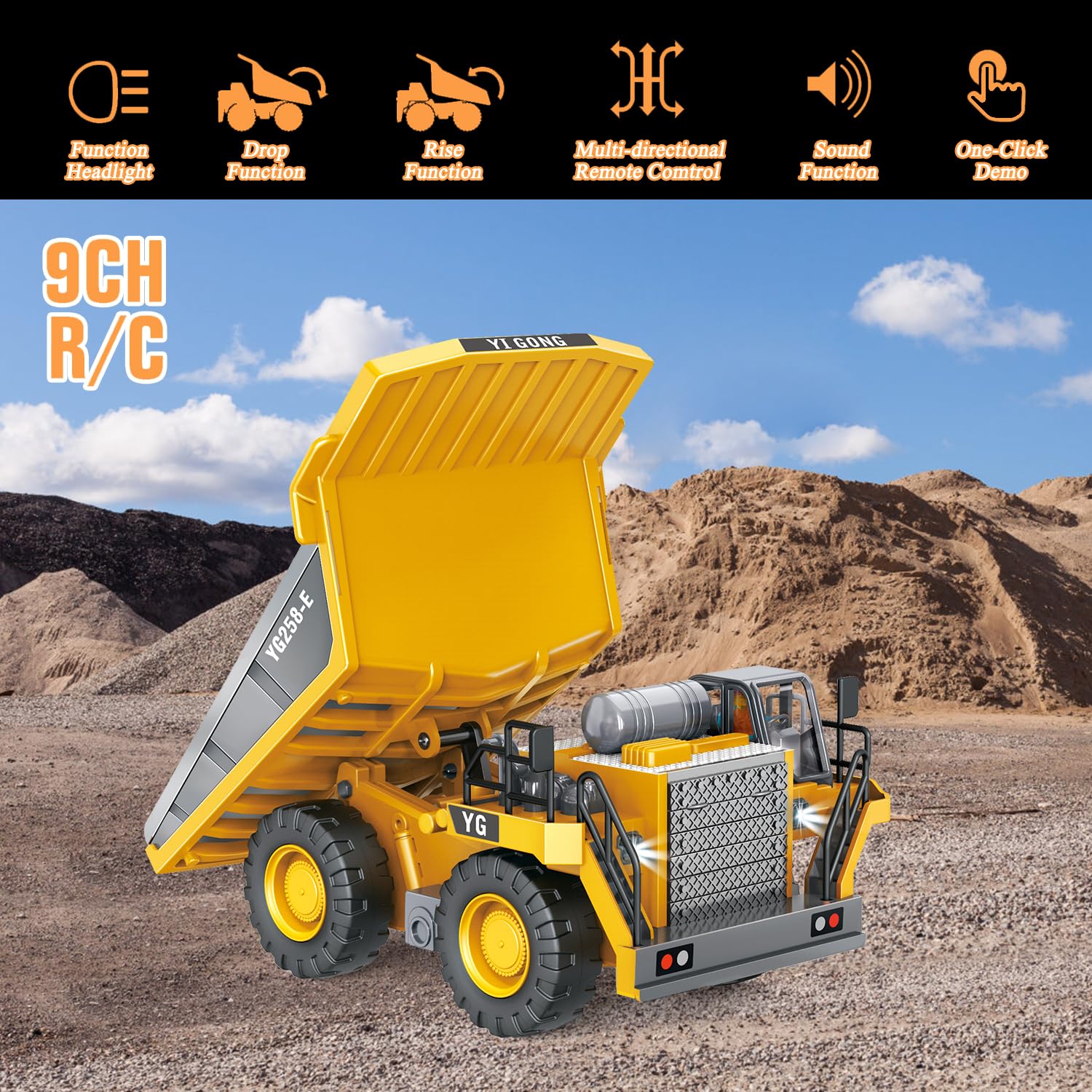 Wdsexual 1/24 RC dump truck side view demonstrates precise steering on carpet.