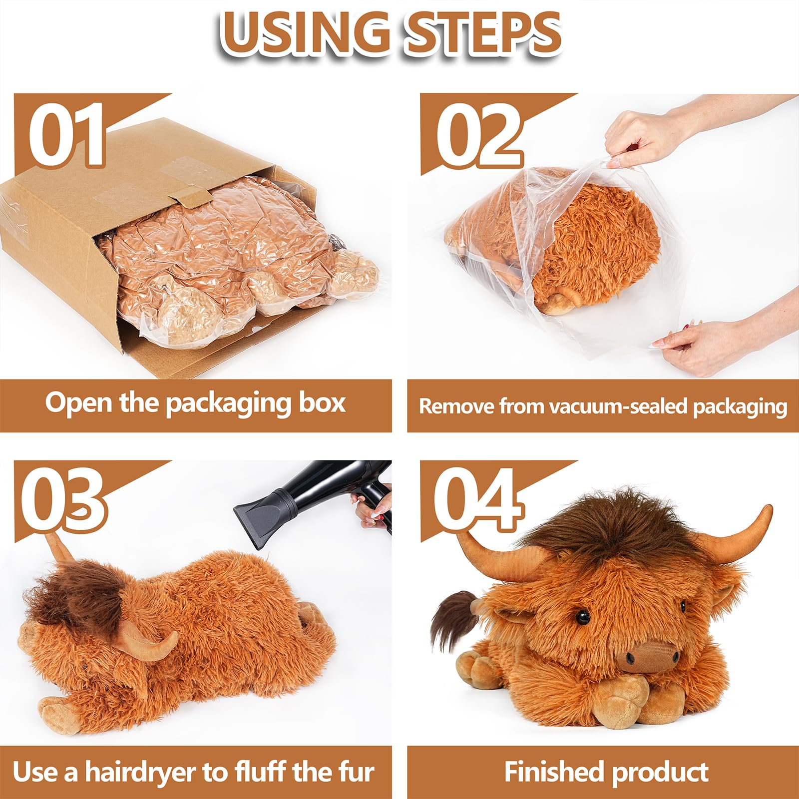 WDXDSOB Highland Cow plush cuddling with kids and adults, perfect companion.