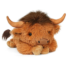 WDXDSOB weighted Highland Cow plush front view, a comforting cuddle buddy for kids and adults.