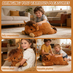 WDXDSOB Weighted Highland Cow plush inner weight fill demonstrating steady cuddling feel.