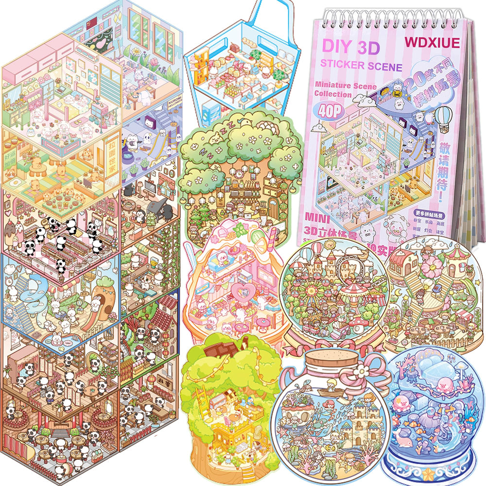 WDXIUE bear bakery scene sticker encourages imaginative play and cozy storytelling.