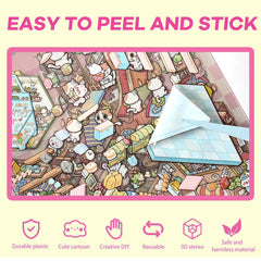 WDXIUE sticker sheets closeup shows durable vinyl and easy repositioning.