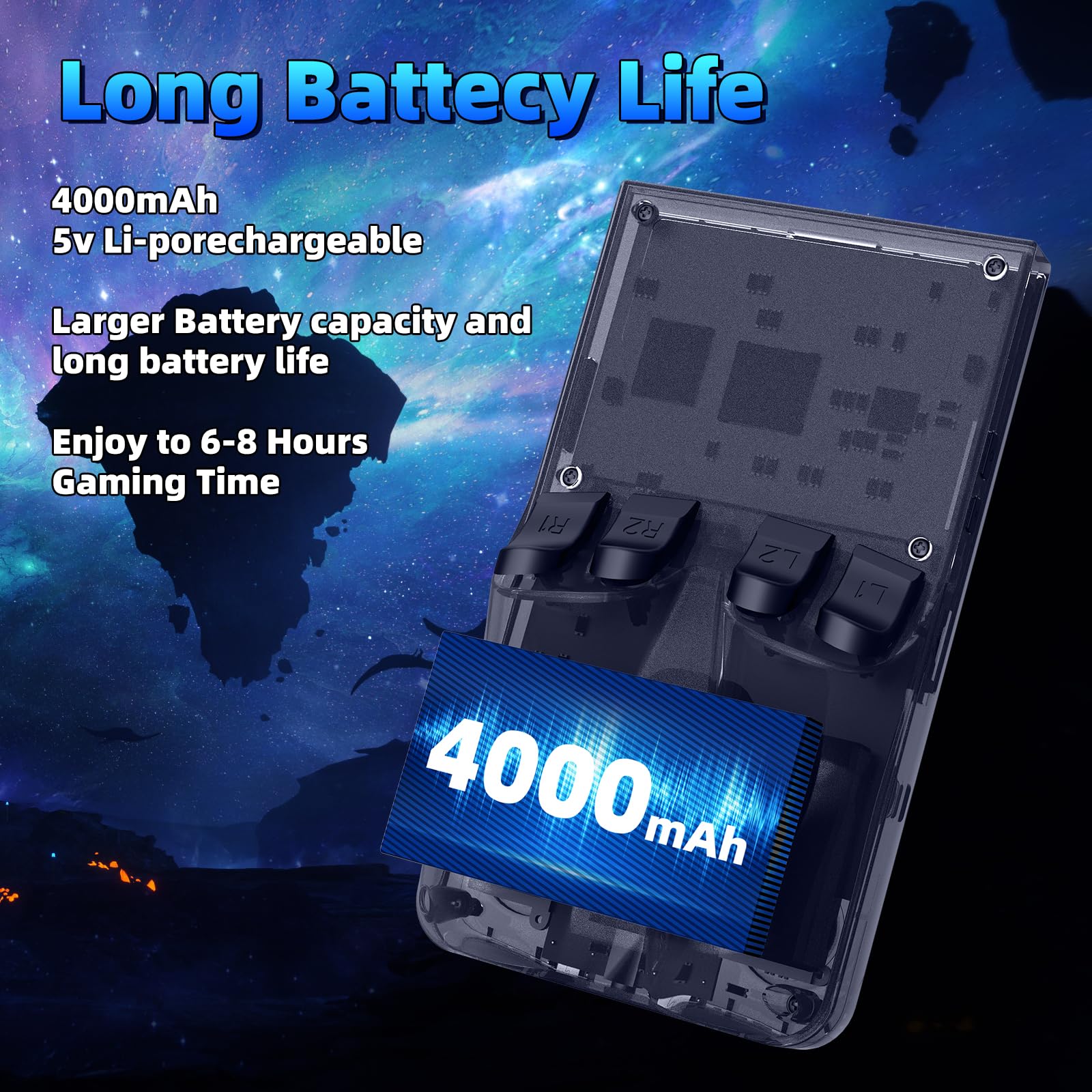 WDYQJE R36MAX long battery life supports extended play sessions.