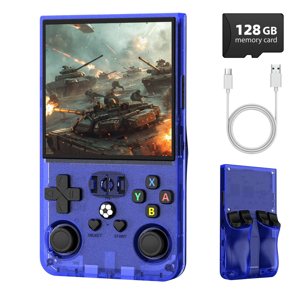 WDYQJE R36MAX front view, compact retro handheld for on the go gaming