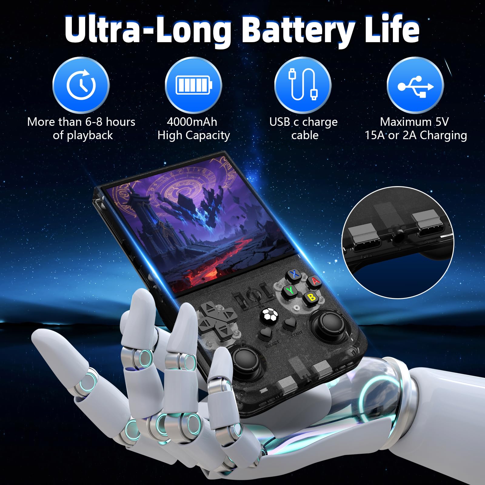WDYQJE R36MAX handheld design emphasizes portability for gaming on the go.