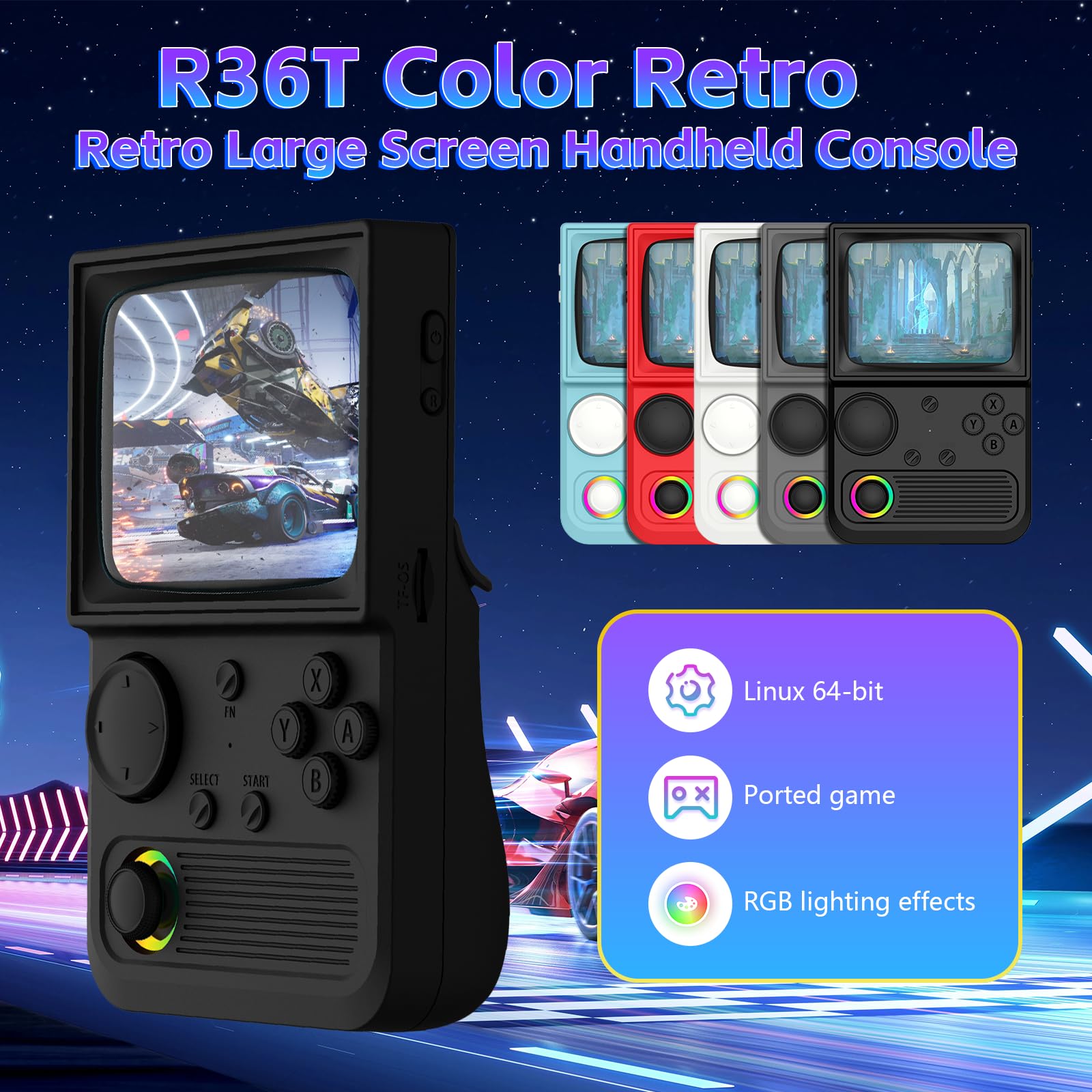 WDYQJE R36T stereo speakers boost action and soundtrack in handheld mode.