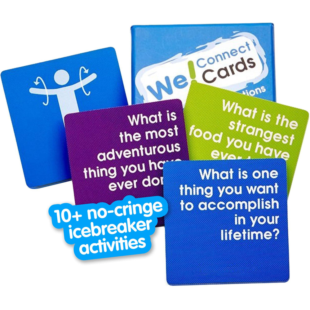 We! Connect Cards deck with outer box for quick icebreakers in meetings