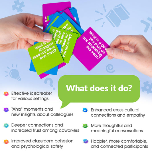 We! Connect Cards green set for light topics that energize conversations