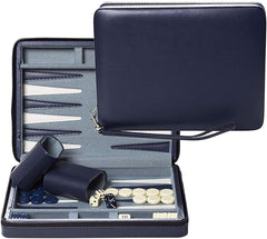 WE Games backgammon set with magnetic travel case shown for portable play