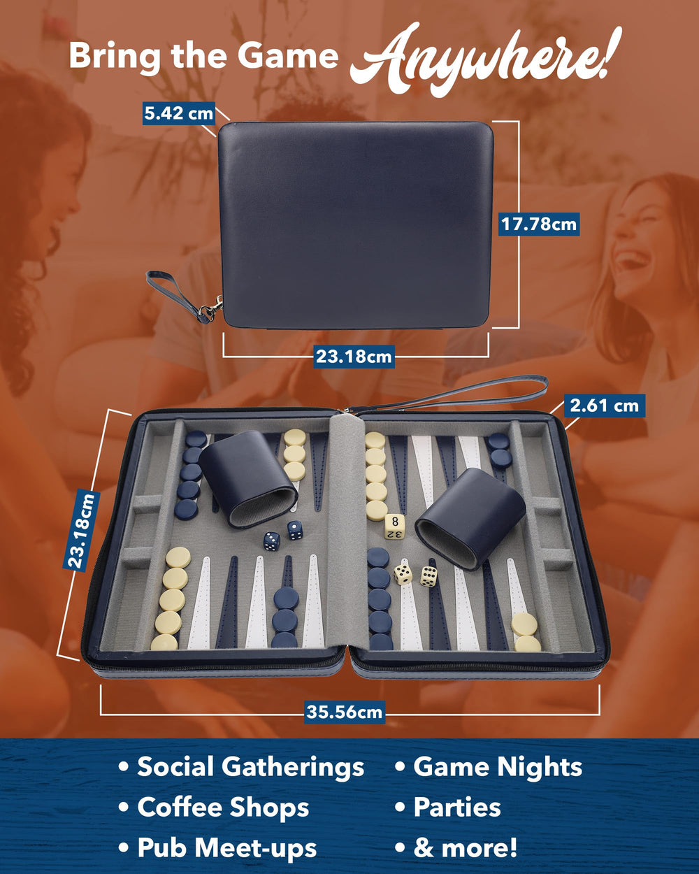 WE Games wrist strap on leatherette travel case