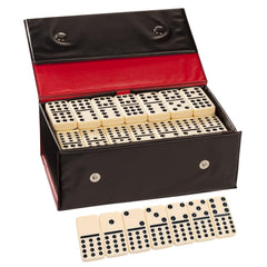 WE Games double twelve dominoes in case open for easy viewing