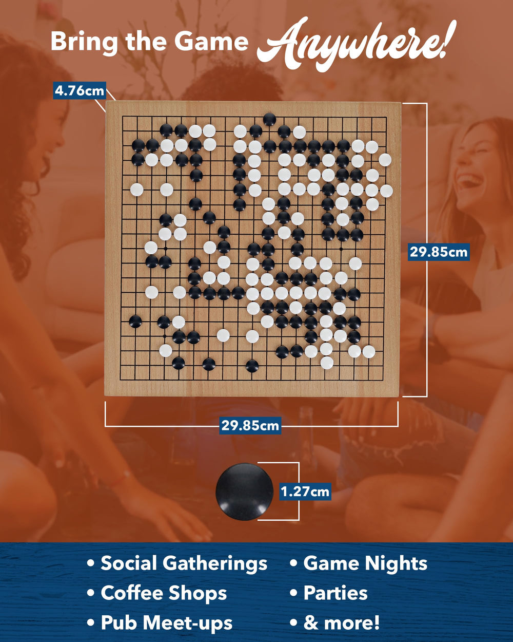 WE Games Go Board with pull-out drawers keeps pieces organized during play