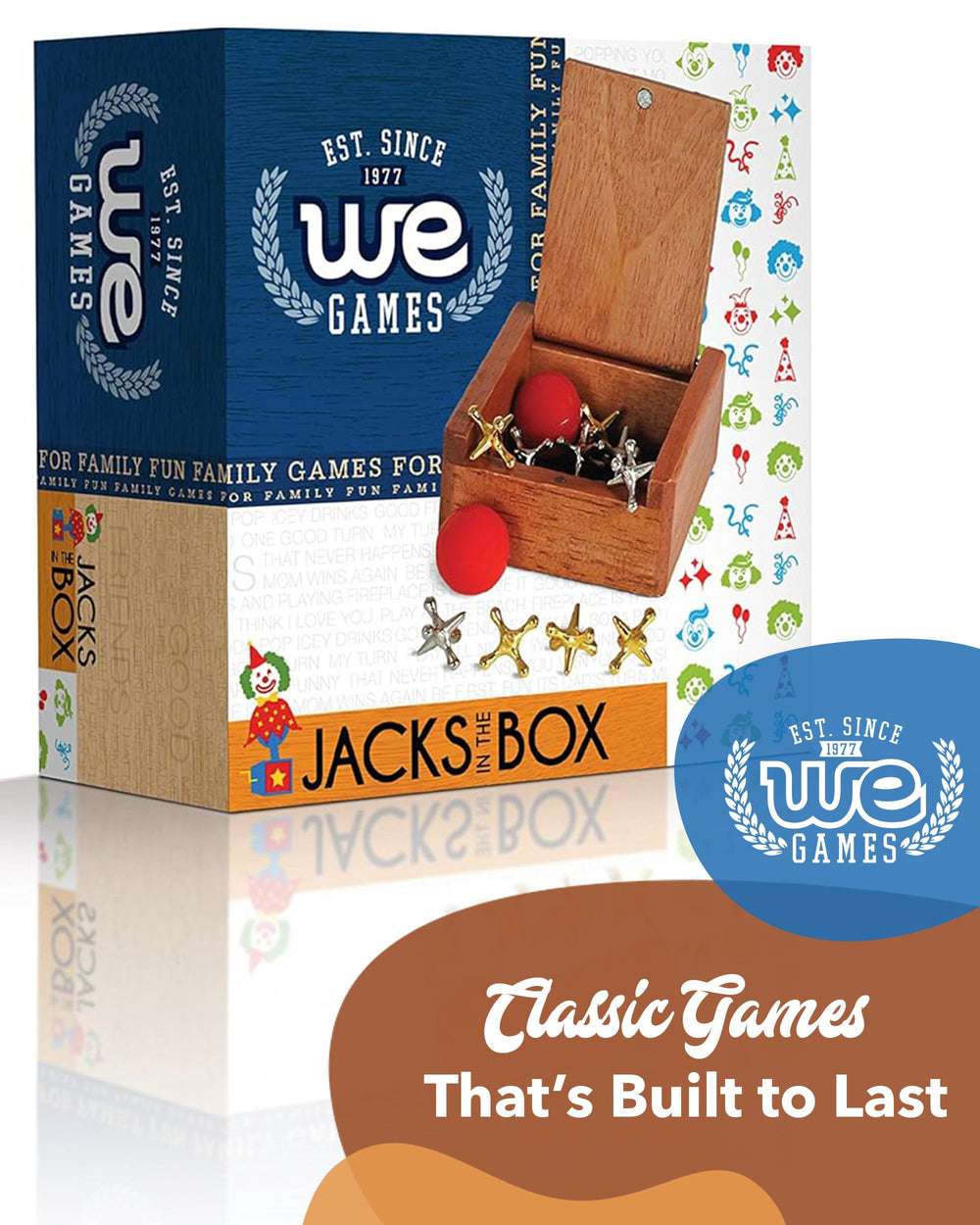 WE Games heritage brand image highlighting decades of quality and tradition.