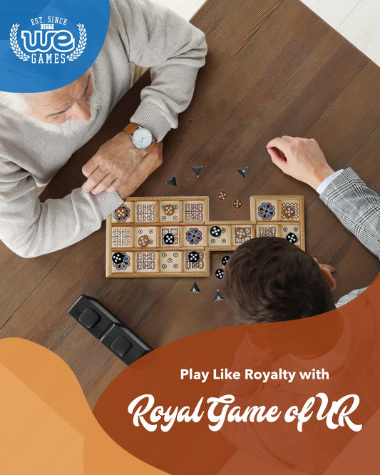 WE Games UR board side detail highlighting craftsmanship and wood grain.