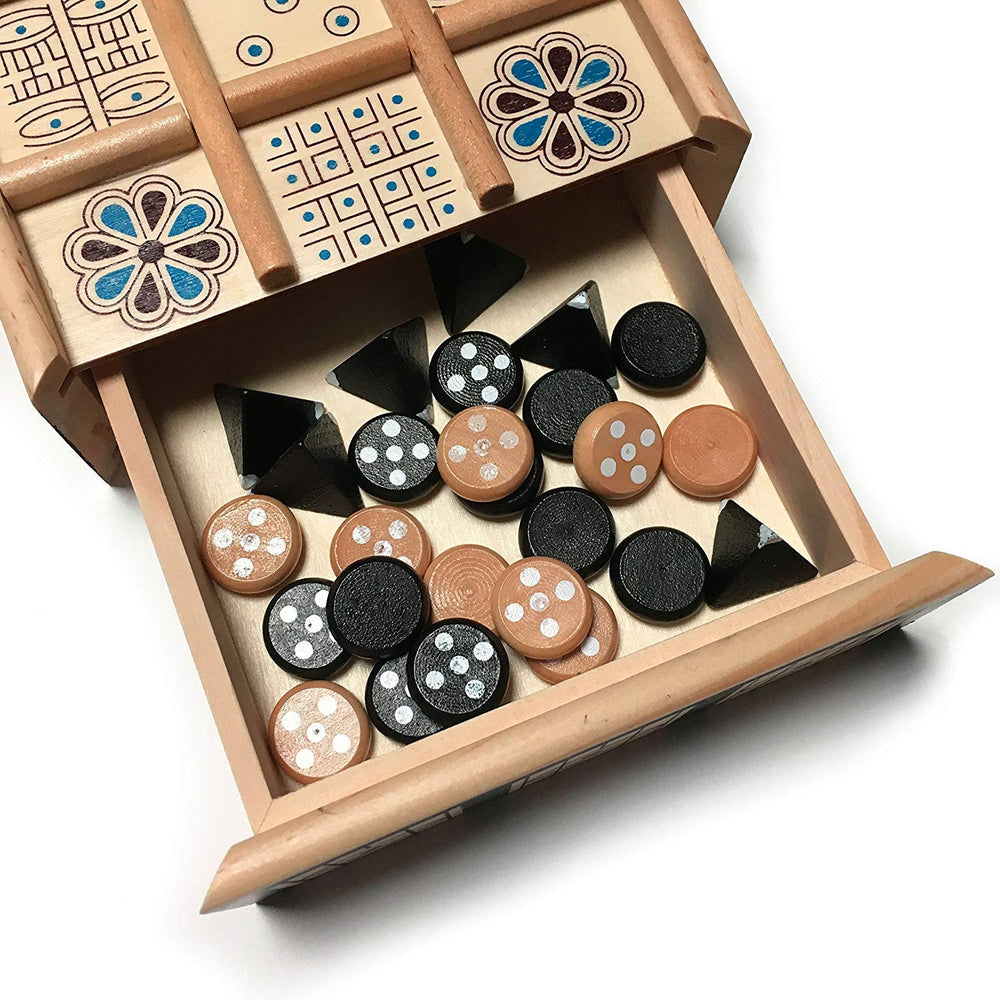 WE Games Royal Game of UR pieces close-up for two-player battles.