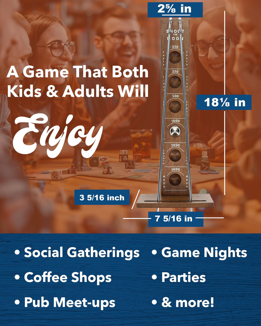 WE Games Shoot the Moon adults game night ready for friends and family gatherings