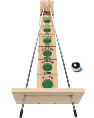 WE Games Shoot The Moon rolling ball on solid wood surface for family fun.
