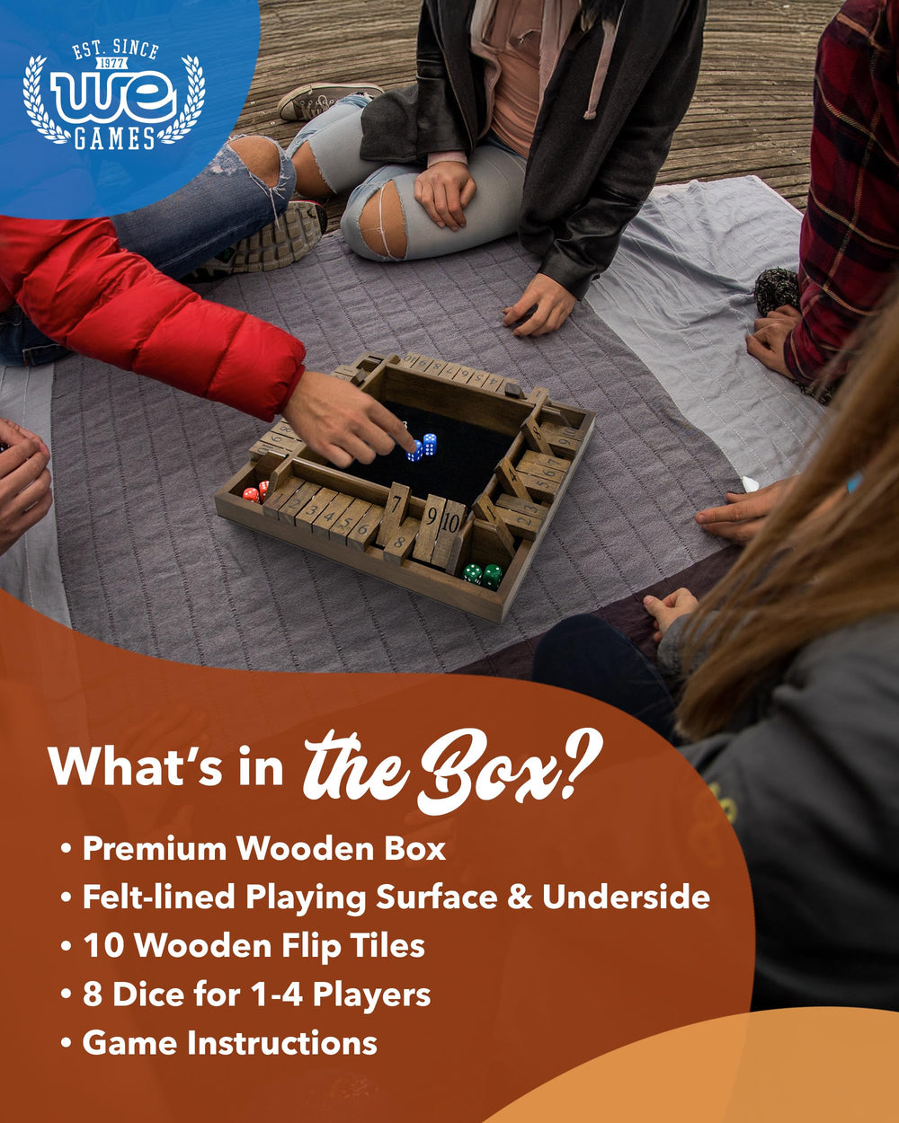 Felt-lined underside protects tabletops during energetic rounds.