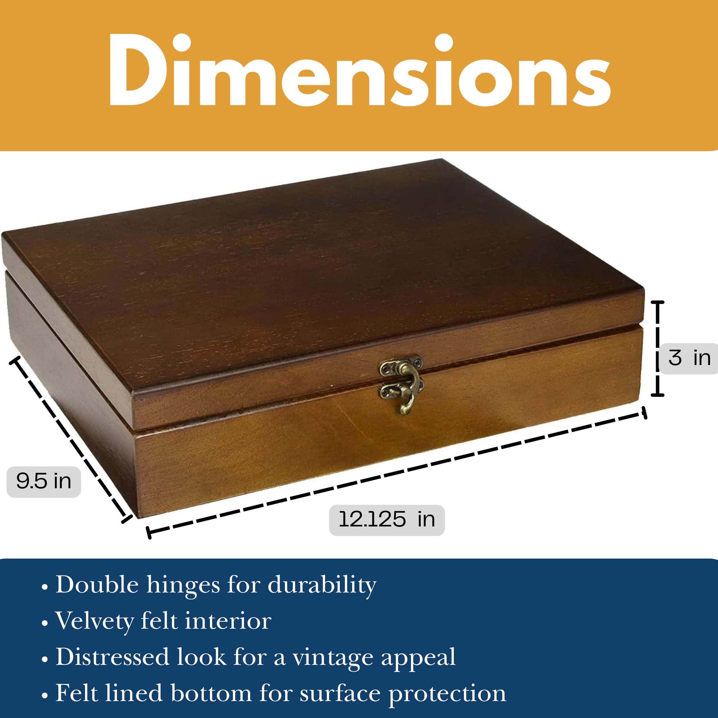 Velvet-lined interior protects delicate treasures like letters and photos.
