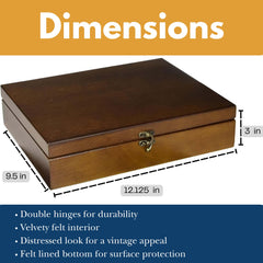 Velvet-lined interior protects delicate treasures like letters and photos.