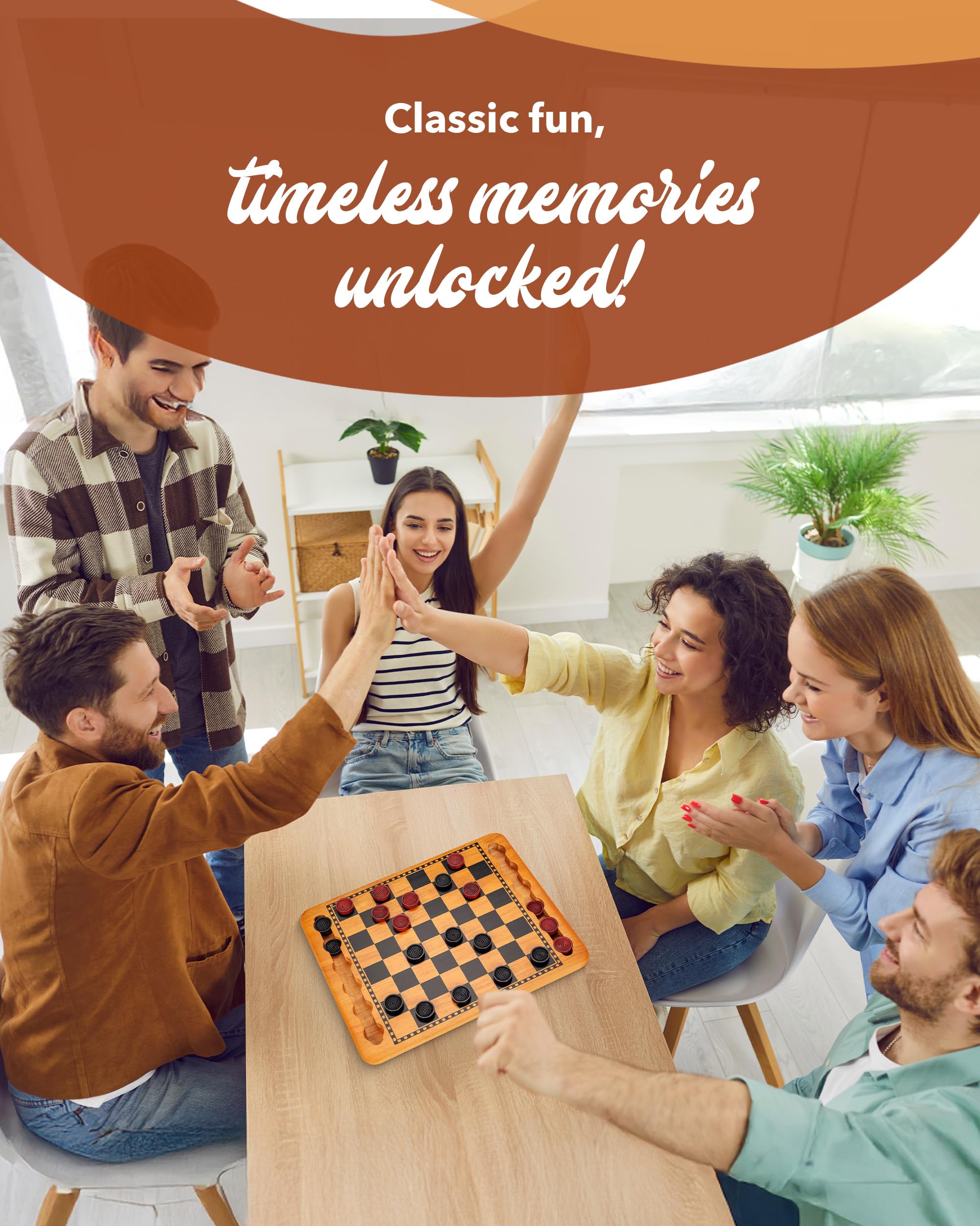 WE Games vintage-style checkers board evokes nostalgia with modern durability for daily family fun.