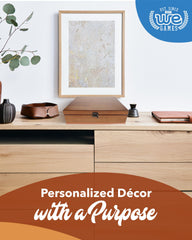 Walnut finish box sits stylishly on a shelf or dresser.