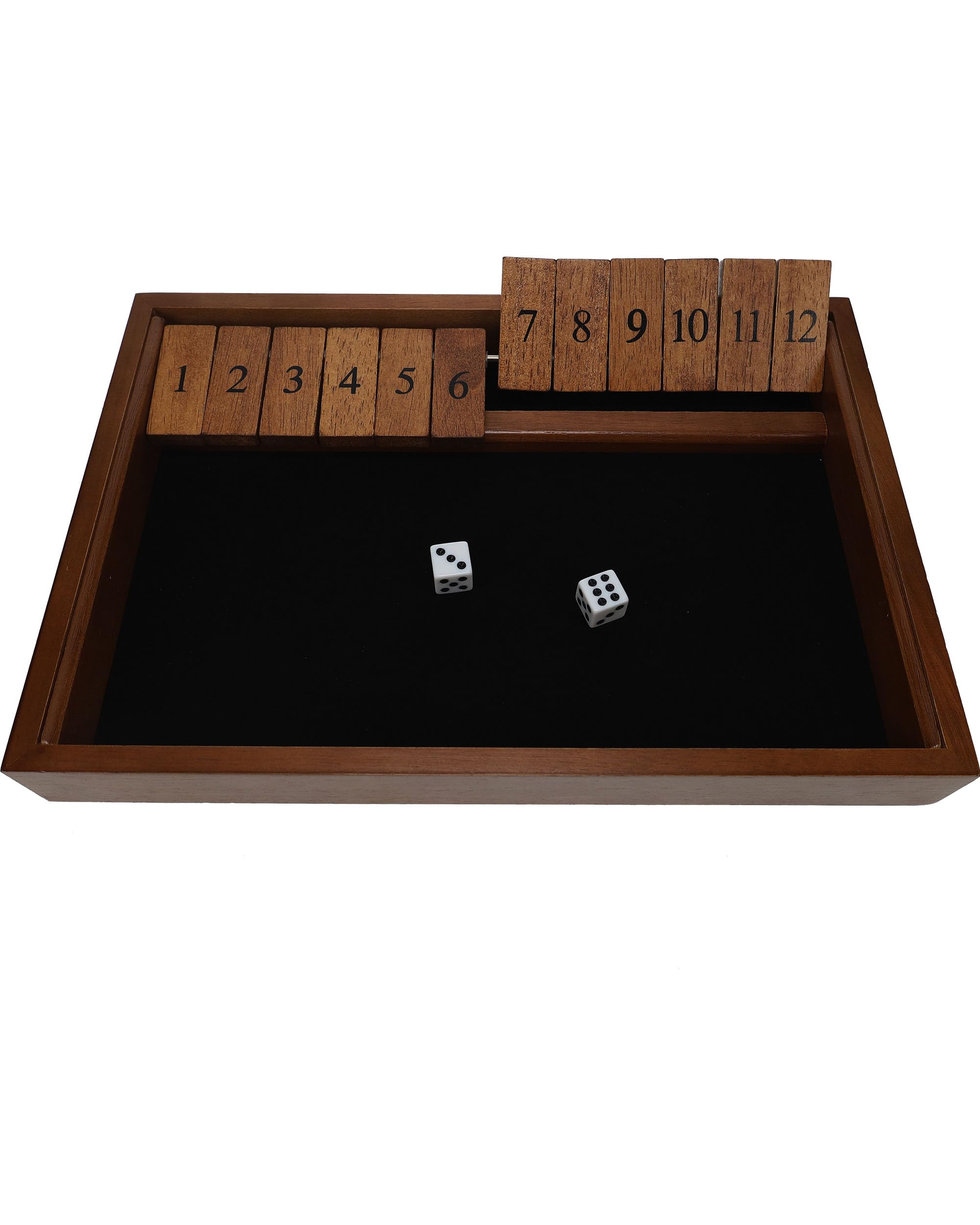 WE Games Wooden Shut The Box with 12 tiles for varied number combos