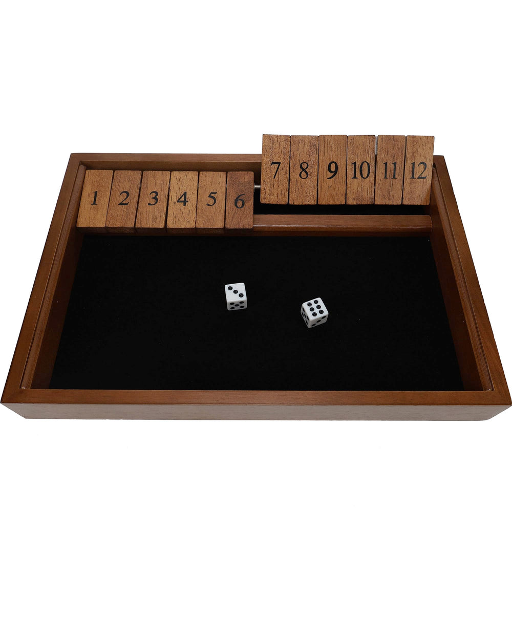 WE Games Wooden Shut The Box with 12 tiles for varied number combos