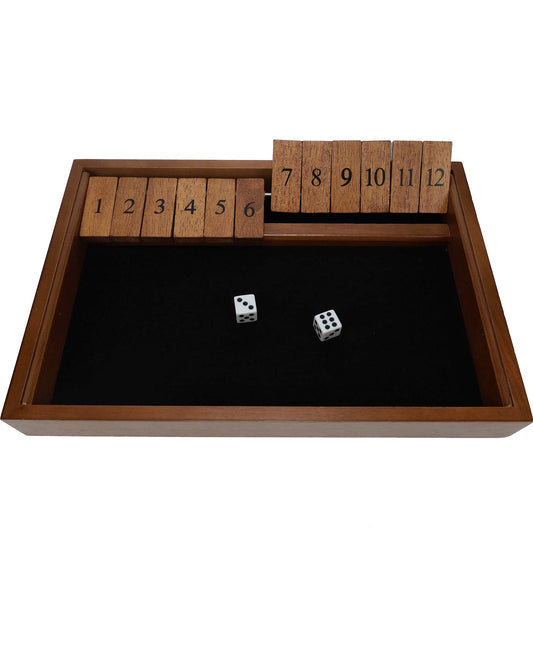 WE Games Wooden Shut The Box with 12 tiles for varied number combos