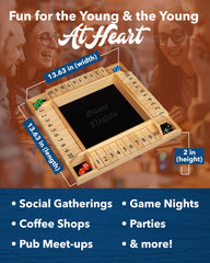 WE Games Wooden Shut The Box soft felt playing surface protects tabletops.