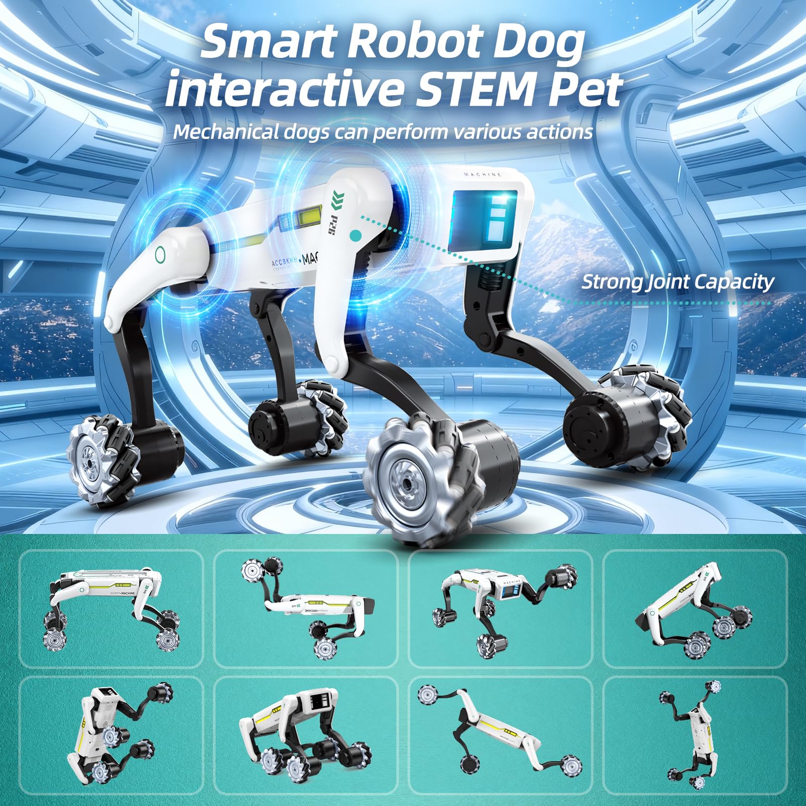 WEACFUS Smart Robot Dog performs 360-degree movement for versatile indoor fun.