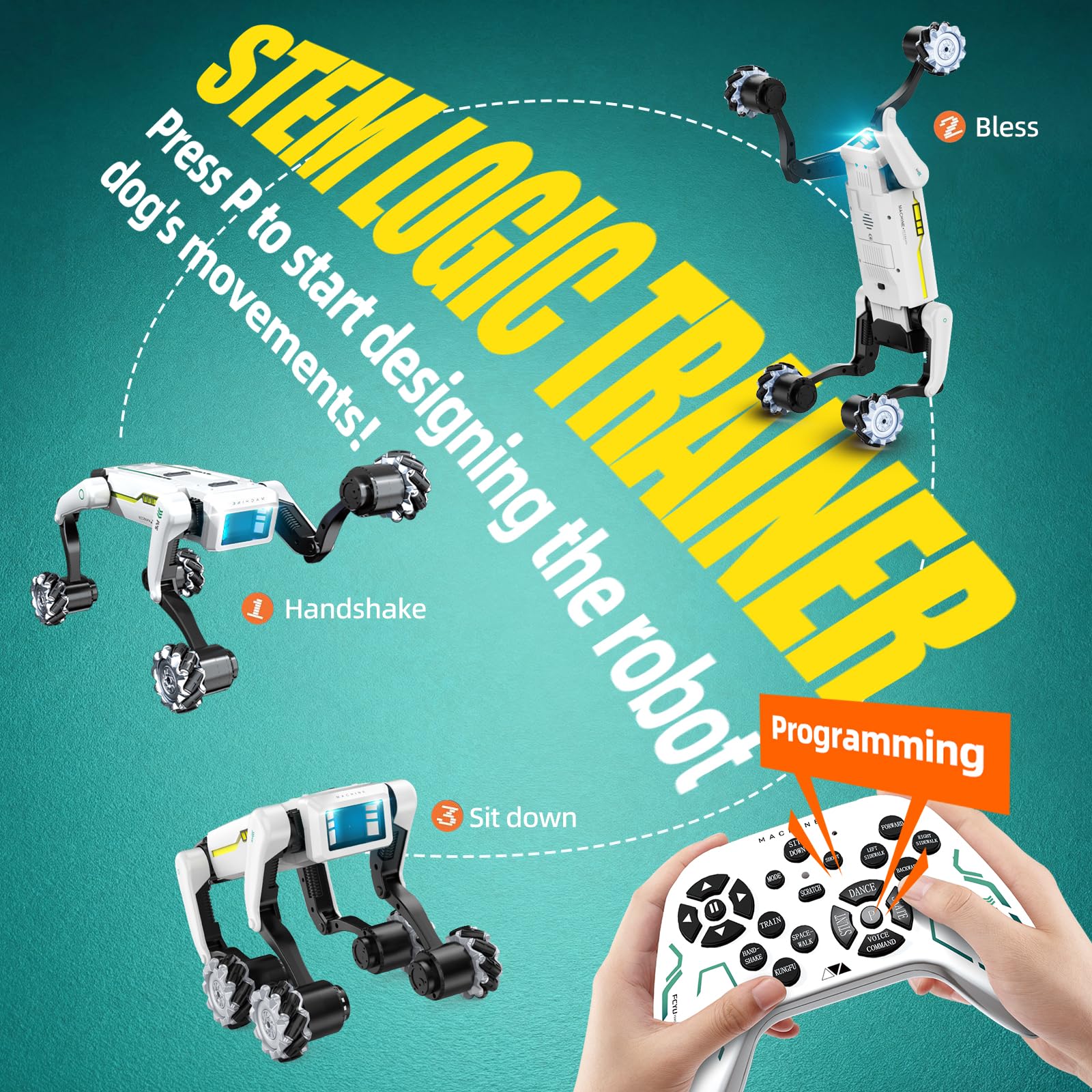 WEACFUS Smart Robot Dog in remote-control mode for precise steering.