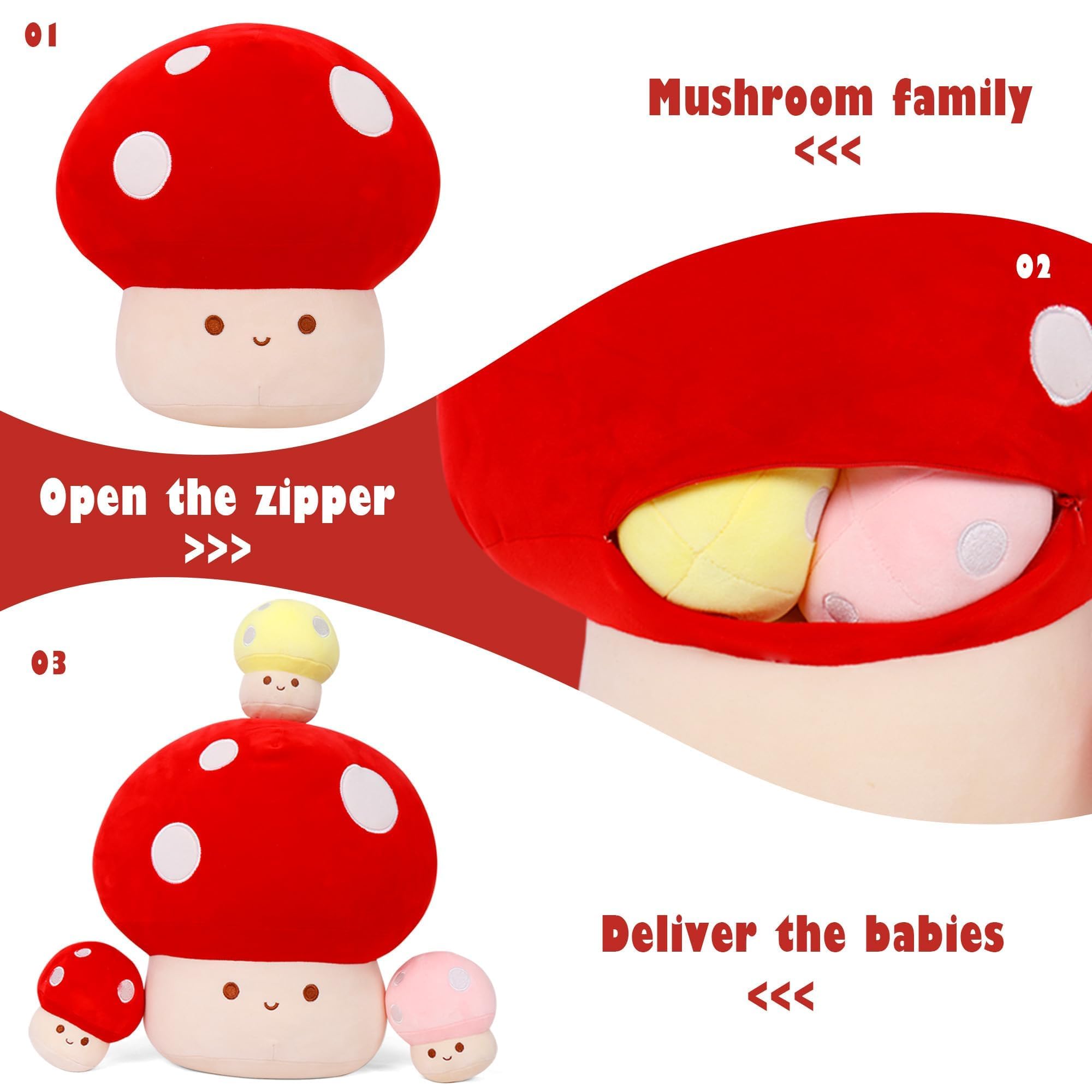 WeBingo mushroom plush decor example on child's reading corner.