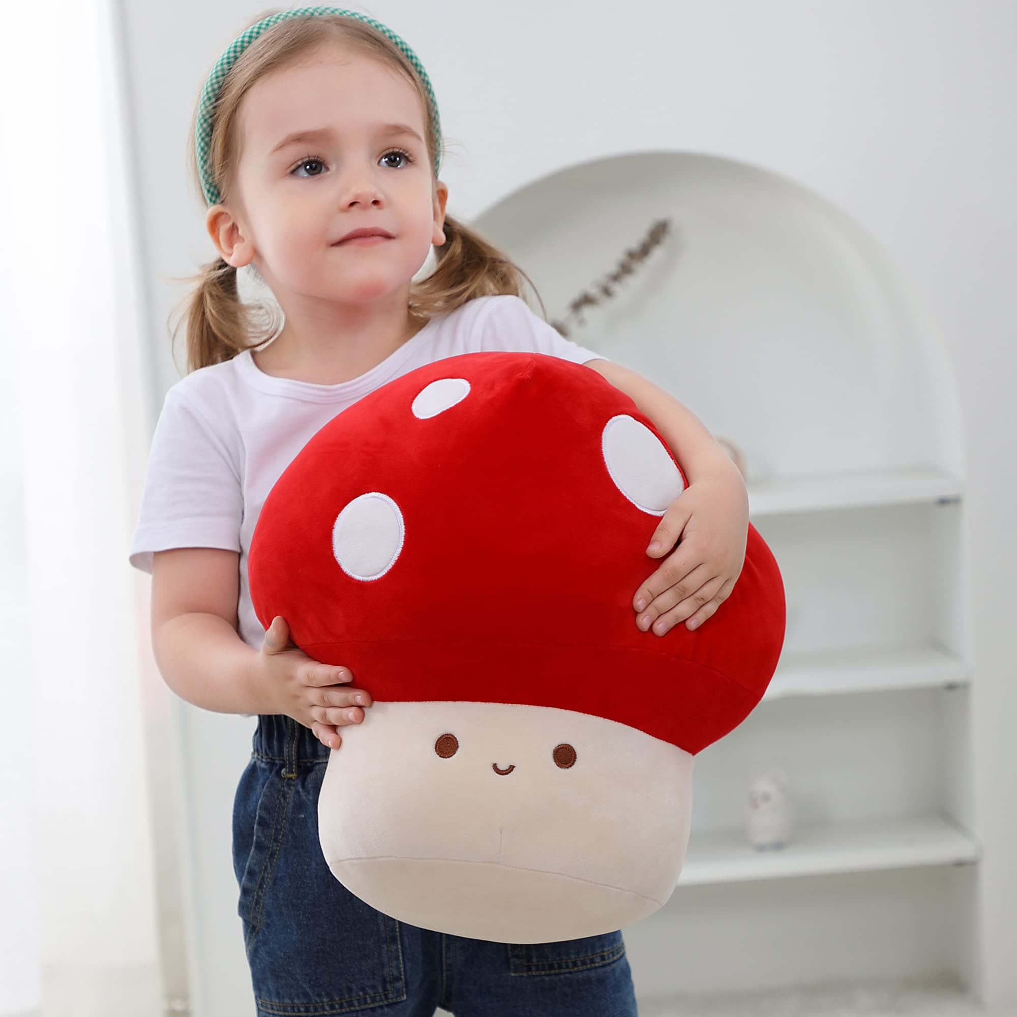 Webingo Mushroom Plush Multi-Purpose—pillow, nap buddy, and decor