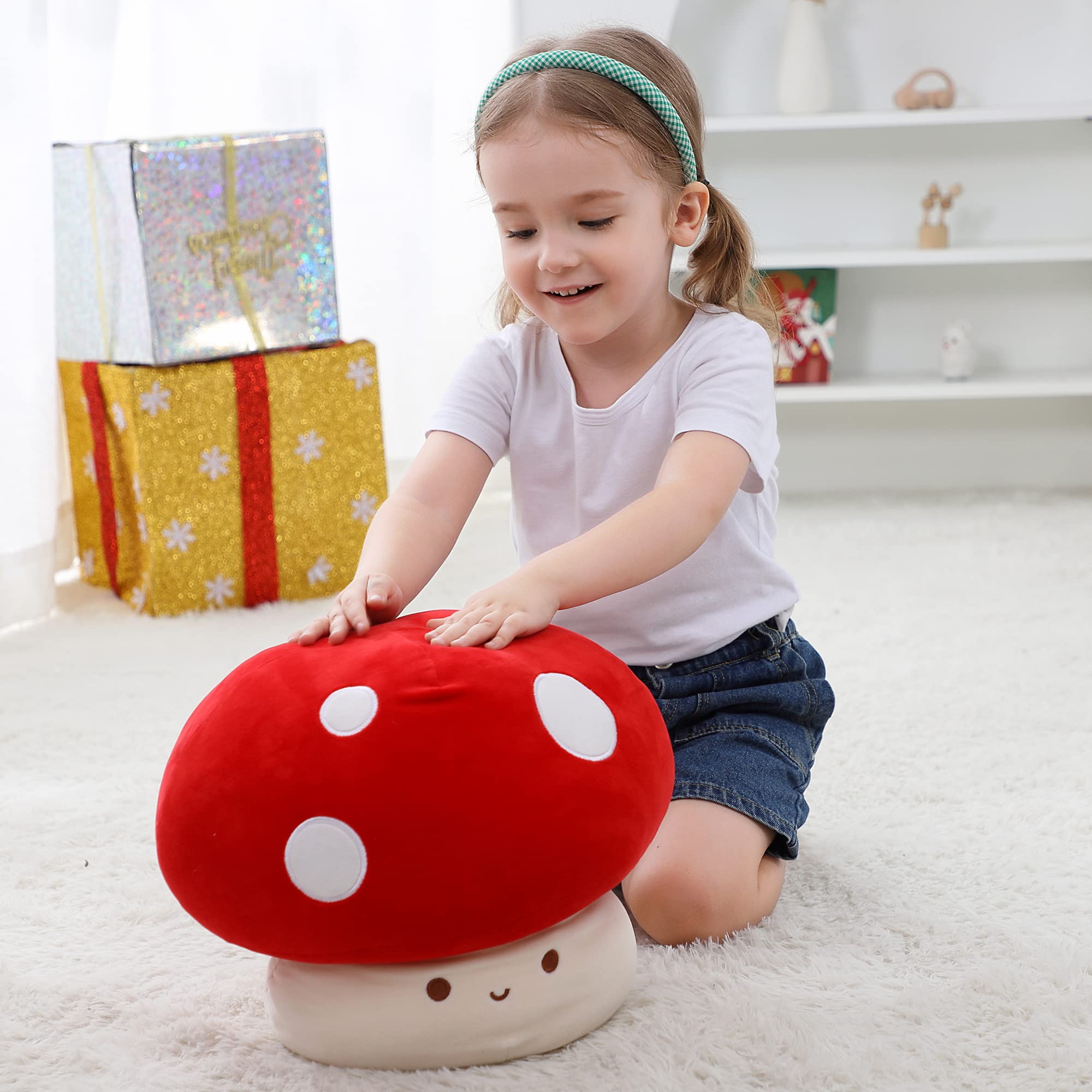 Webingo Mushroom Plush Soft Material—soft fabric and durable cotton filling