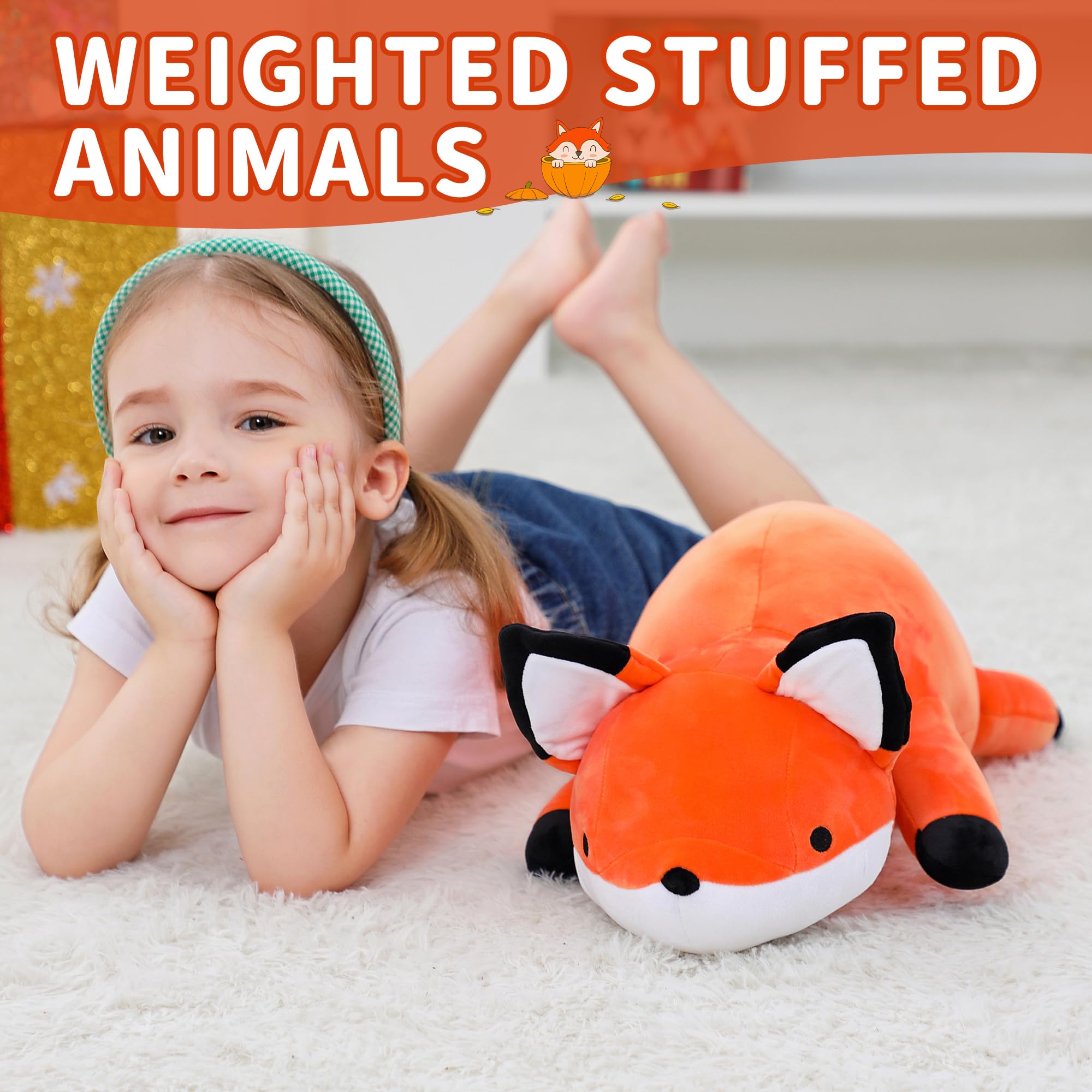 WeBingo weighted fox plush with soft fabric and durable feel.