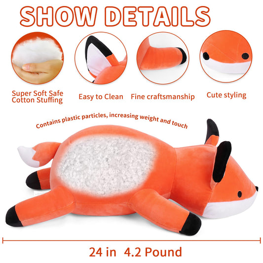 WeBingo weighted fox plush 24-inch, standup design for display.