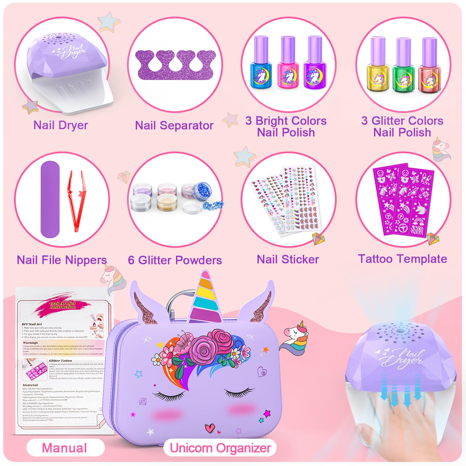 Websonaw glitter powder set adds sparkling nail art