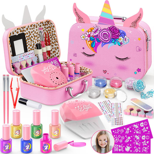 Websonaw kids nail polish set with pink storage case for creative safe-at-home nail art.