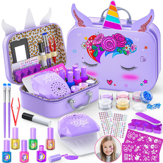 Websonaw pink storage case for kids nail kit, portable and organized